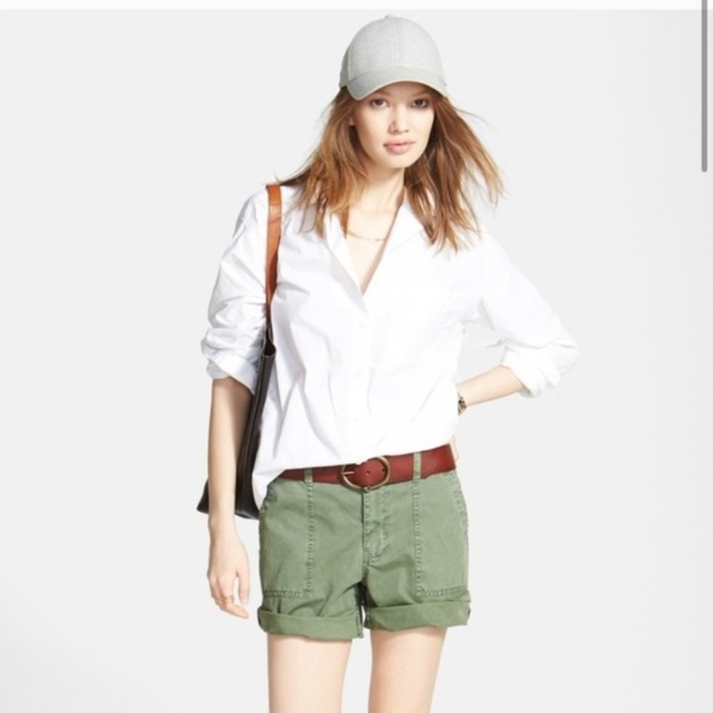 Madewell High Waist Green Army Cotton Shorts, 27